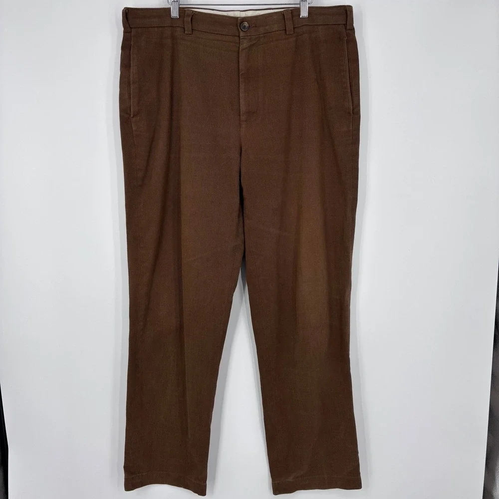 Brooks Brothers Hudson Twill Chino Pants Mens 36x31 (Tag 36x34) Brown Italian